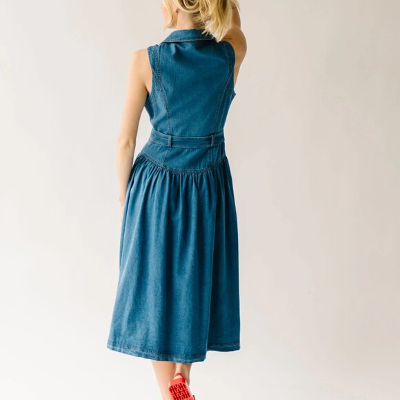 NWT Piper & Scoot &Merci Anderson Button-Down Midi Dress in Denim - Picture 2 of 6